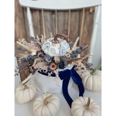 Jesienny flowerbox z dynią decoupage